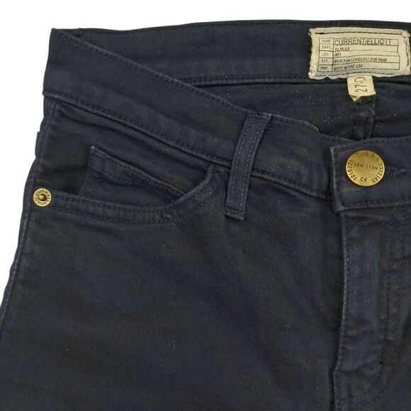 Current/Elliott The Ankle Skinny Jeans Womens 27/0 Navy Stretch Mid Rise Denim - Picture 3 of 11